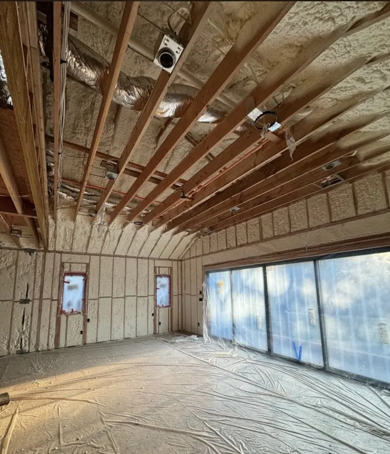 Interior walls and ceiling insulated with spray foam during new construction in Park Hills